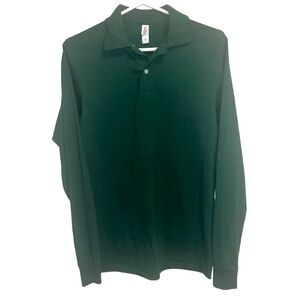 Jerzees Long Sleeve Polo Shirt Green Size Small New Without Tags
